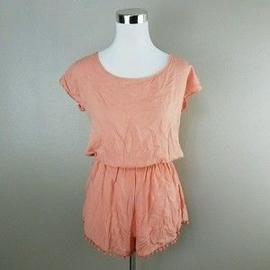 URBAN OUTFITTERS STARING AT STARS Coral Romper Knot Back